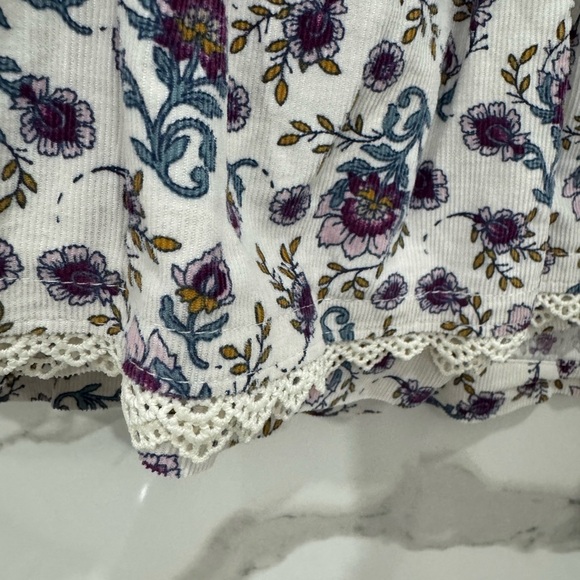 Joie Purple and Blue Floral corduroy, long sleeve Peter Pan collar Top - Picture 4 of 7